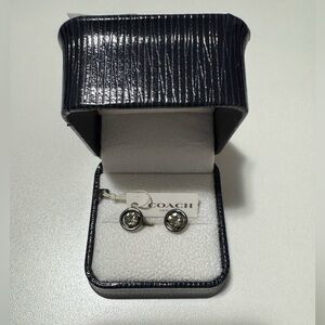 Coach Black Circle Stone Stud Earrings